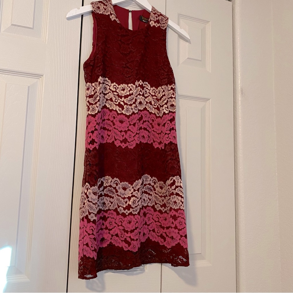 NWT Renee C McKayla Lace Dress Striped Fuchsia Sleeveless Stitch Fix Sz XSmall